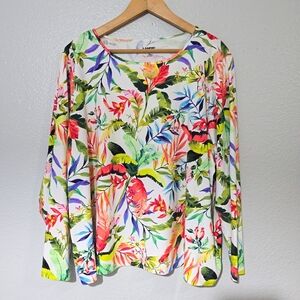 Lands End Womens Multicolored Floral Rash Guard Size 2X